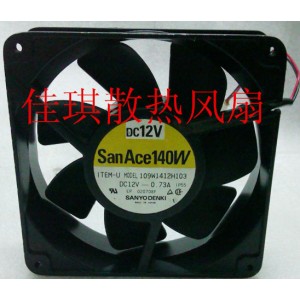 Sanyo 109W1412H103 12V 0.73A 2wires Cooling Fan